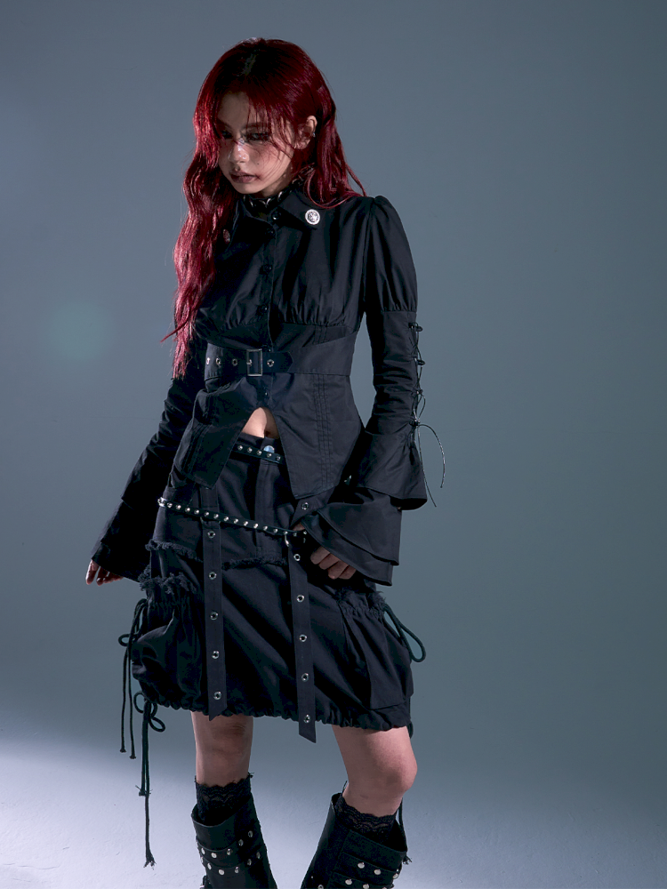 3D Pocket Frayed Hem Puffy Skirt【s0000013918】