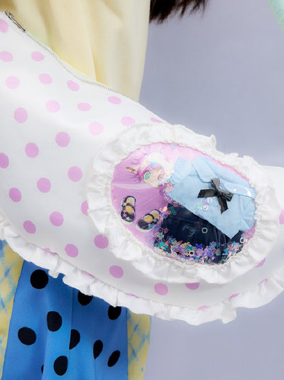 Frog Co-Print Splicing Pillow Bag【s0000015854】