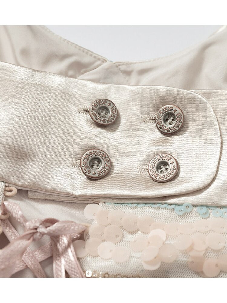 Baroque Sequin Satin Halter Dress【s0000017239】