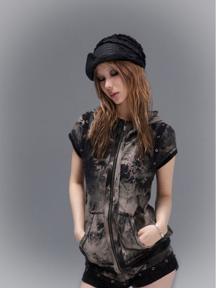 DRILLING SHORT SLEEVE HOODED SLIM TOP [S0000008470]