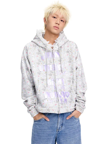 Print Lace-Trimmed Sweatshirt【s0000014094】