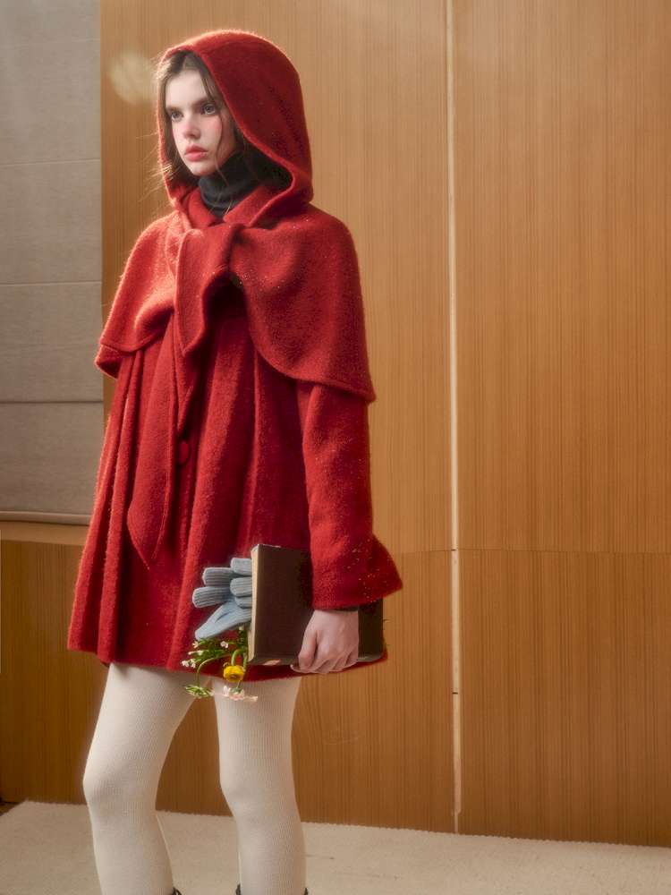 Christmas New Year Woolen Cloak Two-Piece【s0000014892】