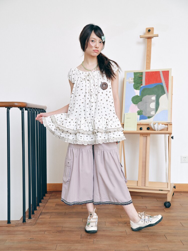 Lace Wide Leg Crop Pants Versatile【s0000018717】