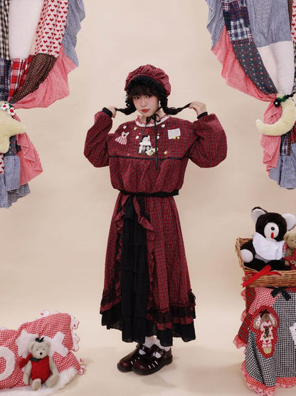 Plaid Lace Cake Waltz Skirt【s0000019284】