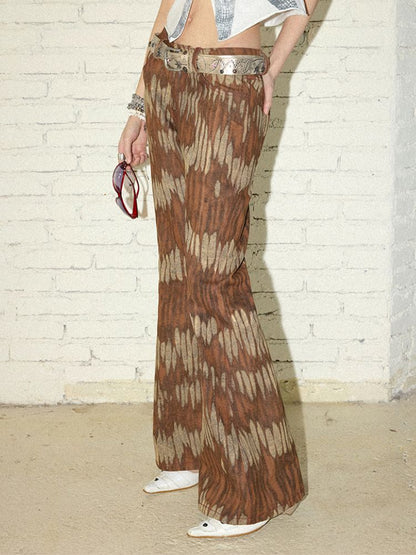 Retro Printed Bell-Bottom Pants【s0000012952】