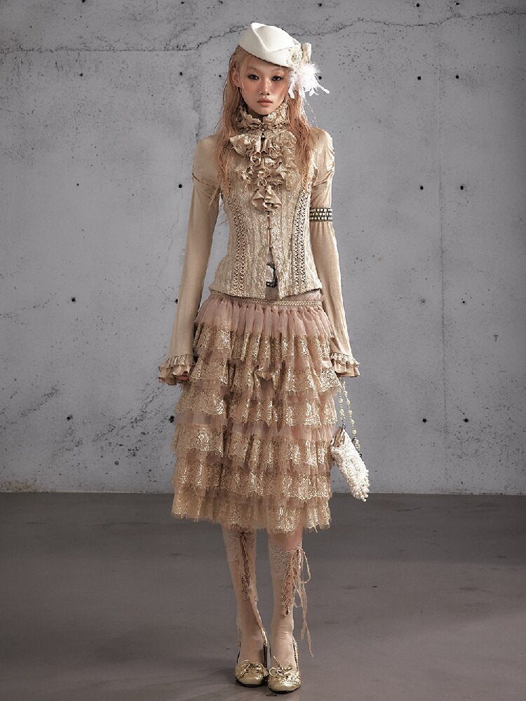 Lace Patchwork Tulle Cake Skirt【s0000019163】