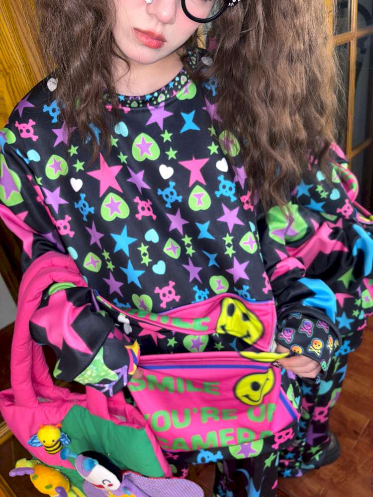 Y2K Dopamine Loose Fleece Long Sleeve Top【s0000014634】