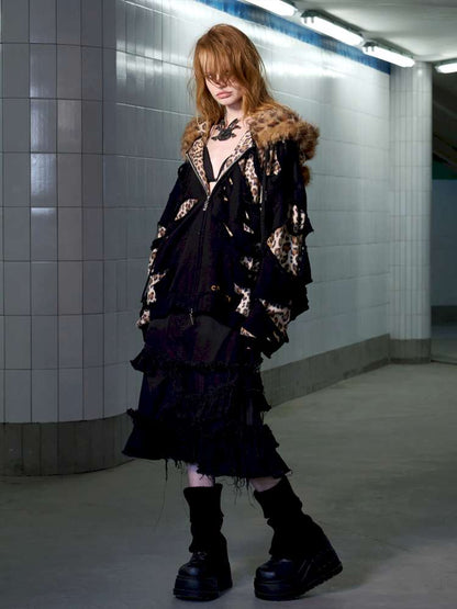 Leopard Print Rip Double Sweatshirt【s0000014646】