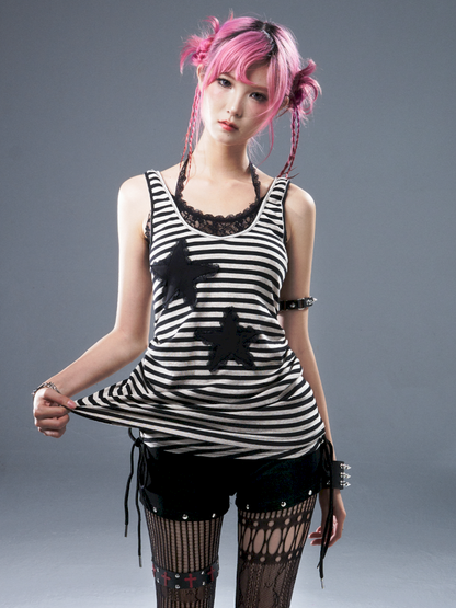 Fake Two-Piece Halter Sleeveless Tank Top【s0000012945】