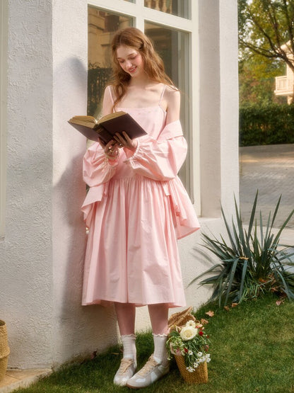 Pink Cotton Embroidered Shirt Dress【s0000015620】