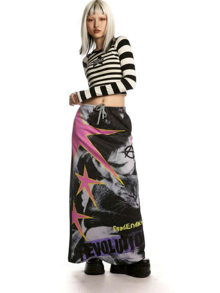 Vintage Printed Skirt Casual Loose Sweatshirt【s0000014905】