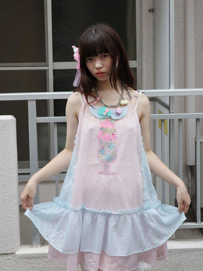 Patchwork Rhinestone Mesh Dress【s0000017759】