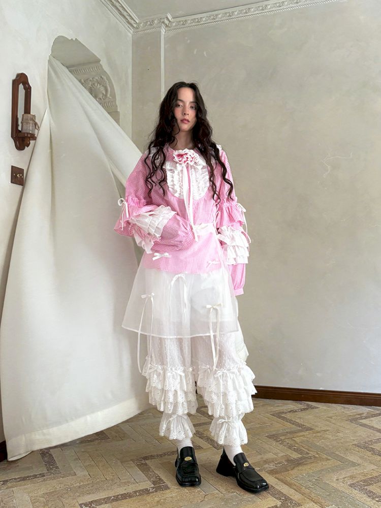 Cute bubble multi-layered lace bows pants【s0000012765】