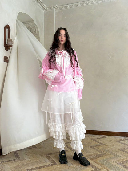 Cute bubble multi-layered lace bows pants【s0000012765】