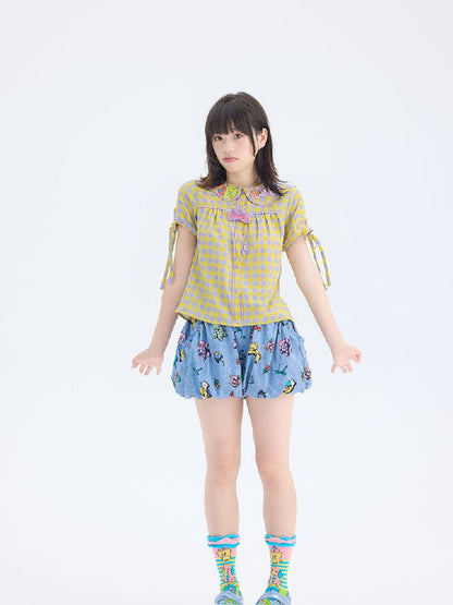 Animal Embroidered Doll Collar Shirt【s0000017695】