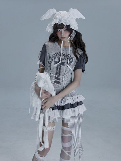 Irregular Lace Skirt Long Tee【s0000013485】