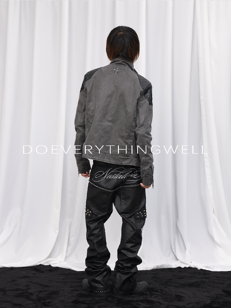 Washed Leather Diamond Pattern Jacket【s0000019122】