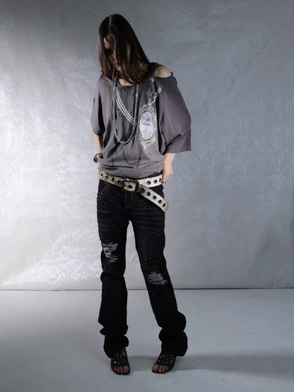 Vintage Gem Print Diamond T-Shirt【s0000015913】