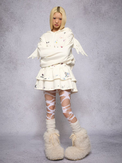 Sticker Angel Wing Sweatshirt Dress【s0000018742】