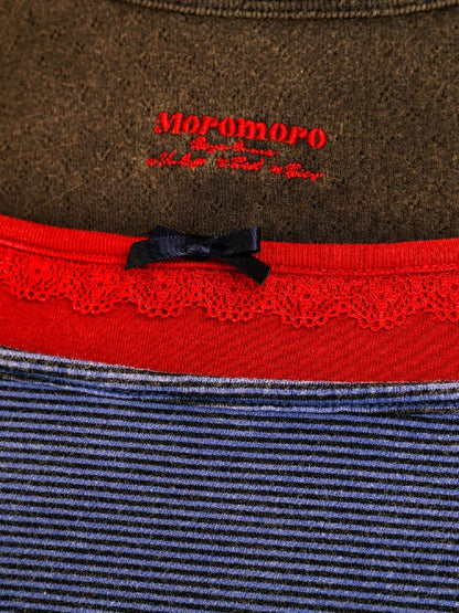 Lace Striped Long Sleeve T Shirt【s0000017915】