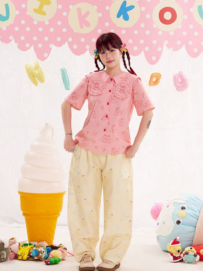 Animal Angel Bunny Collar Pink Shirt【s0000013190】