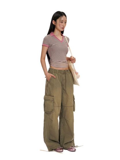 Drawstring Peplum work pants【s0000012494】