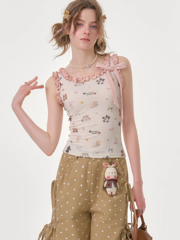Printed Wood Ear Slim Camisole【s0000016623】