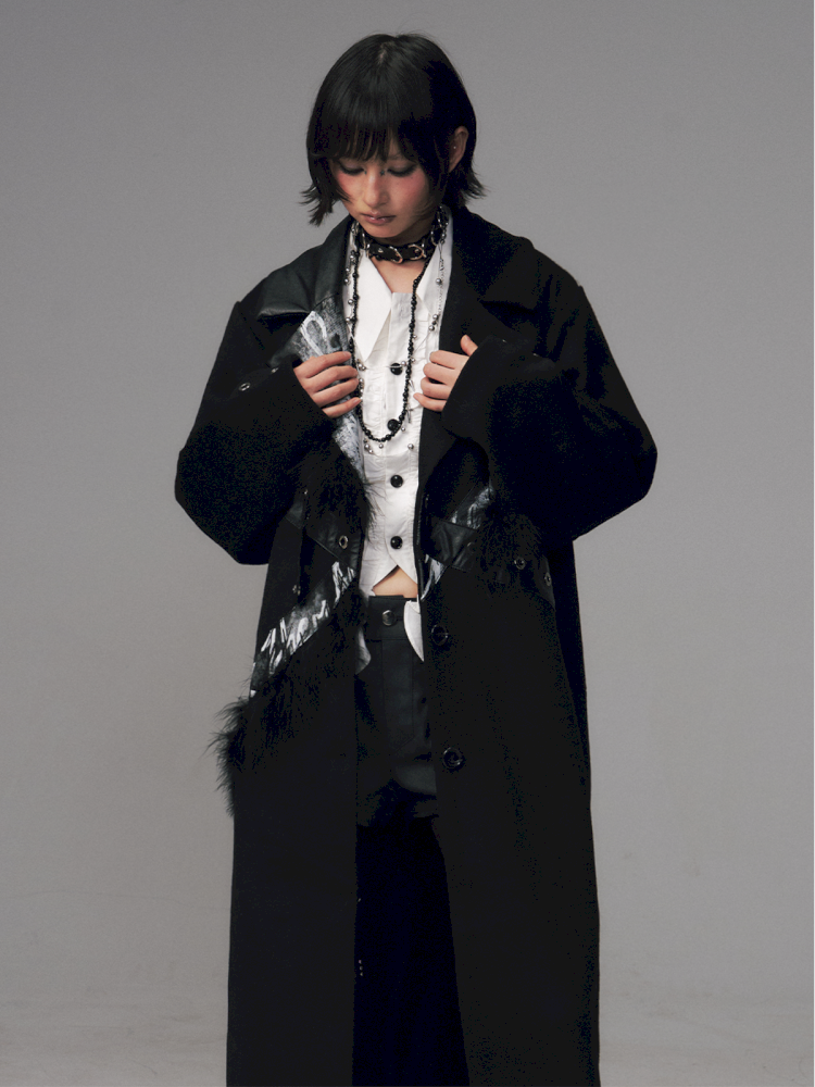 Punk Rock Heavy Print Loose Tweed Coat【s0000014705】