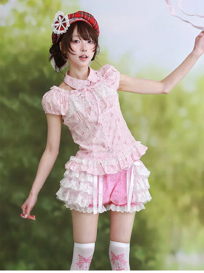 Pink Polka Dot Lolita Pants Skirt【s0000016552】