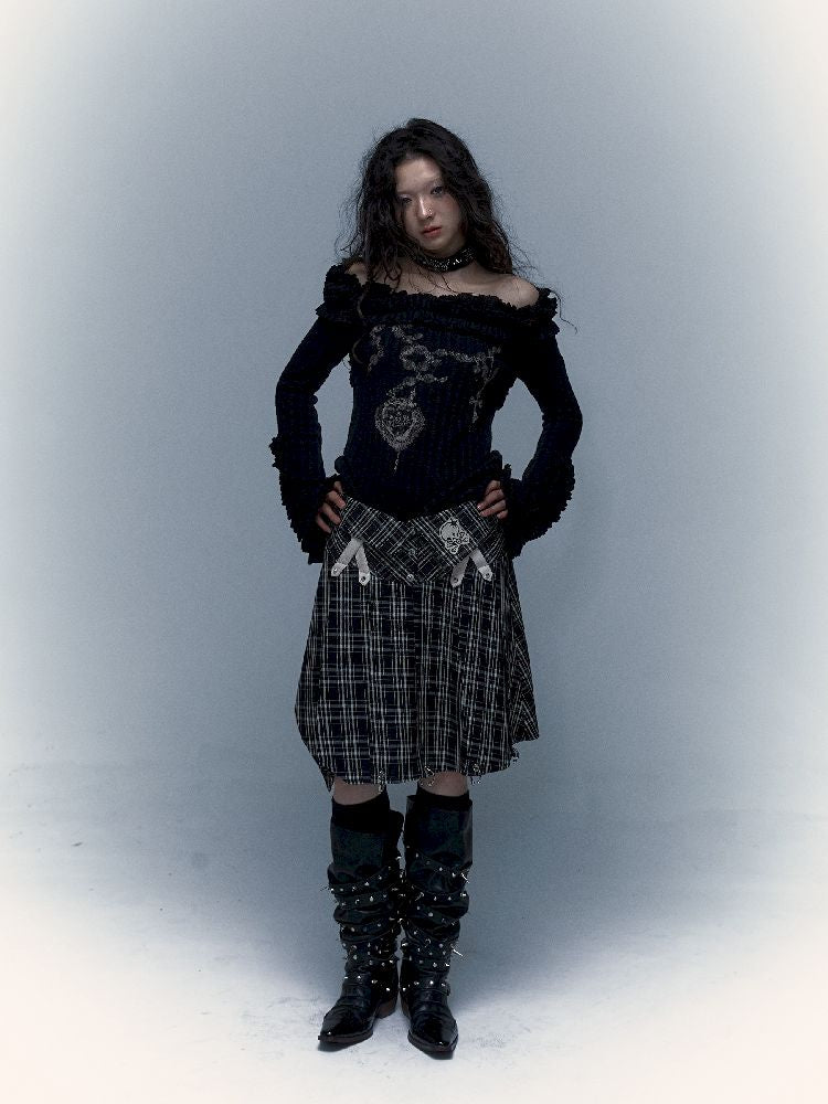 Peplum irregular pleated bustier midi skirt【s0000005970】