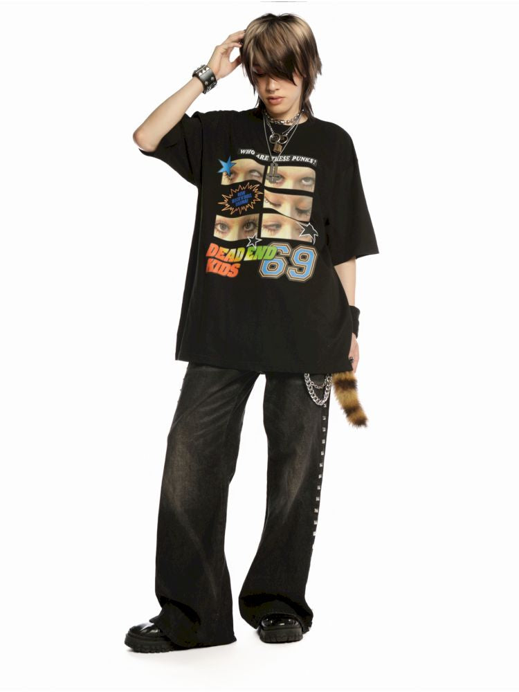 Hip Hop Trend Couple Loose Multicolor T-Shirt【s0000013603】
