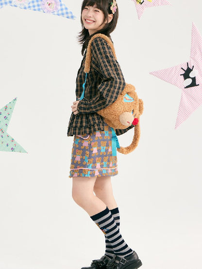 Plaid Embroidered Ruffled Shirt【s0000018726】
