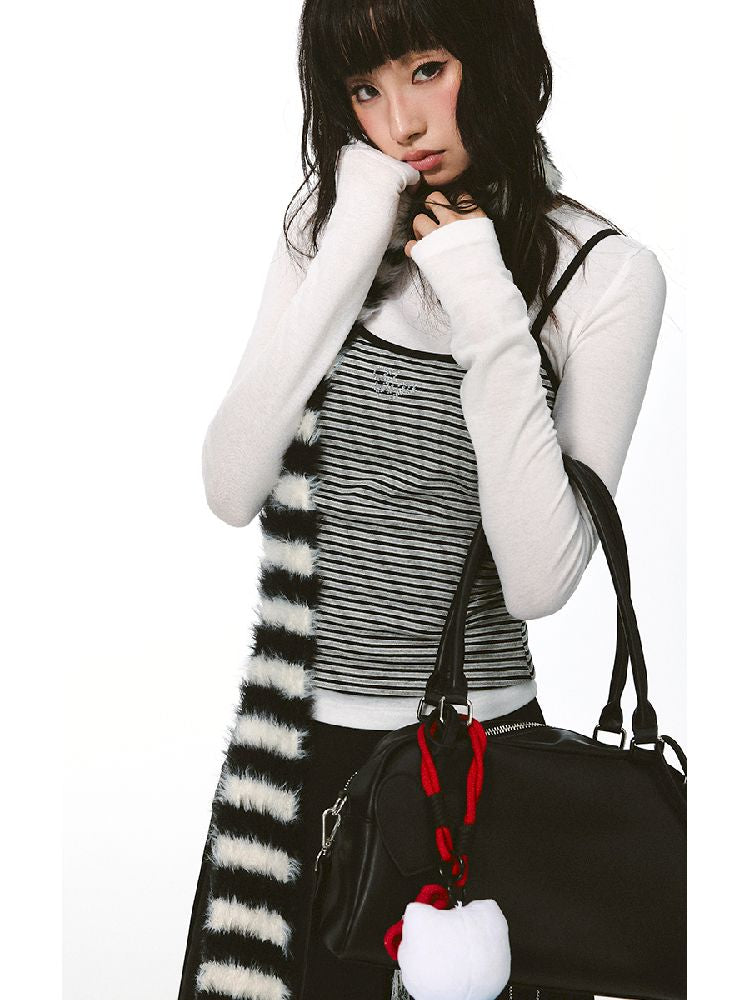 한국 스트라이프 컬러 충돌 멜빵 [S000011419]