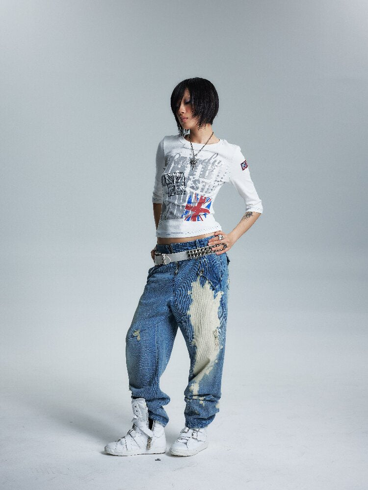 Asymmetrical Topstitch Mid Sleeve T【s0000016998】