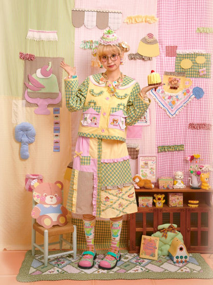 Jacket & Patchwork Half Skirt Set【s0000013703】