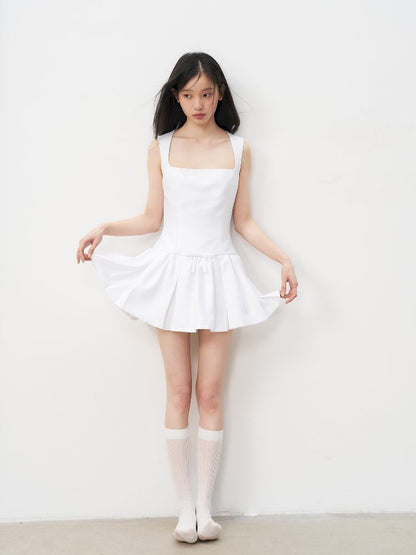 Bowknot Waisted A-line Puffy Short Dress【s0000011957】