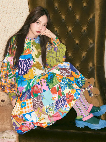 Patchwork Floral Print Skirt【s0000014148】