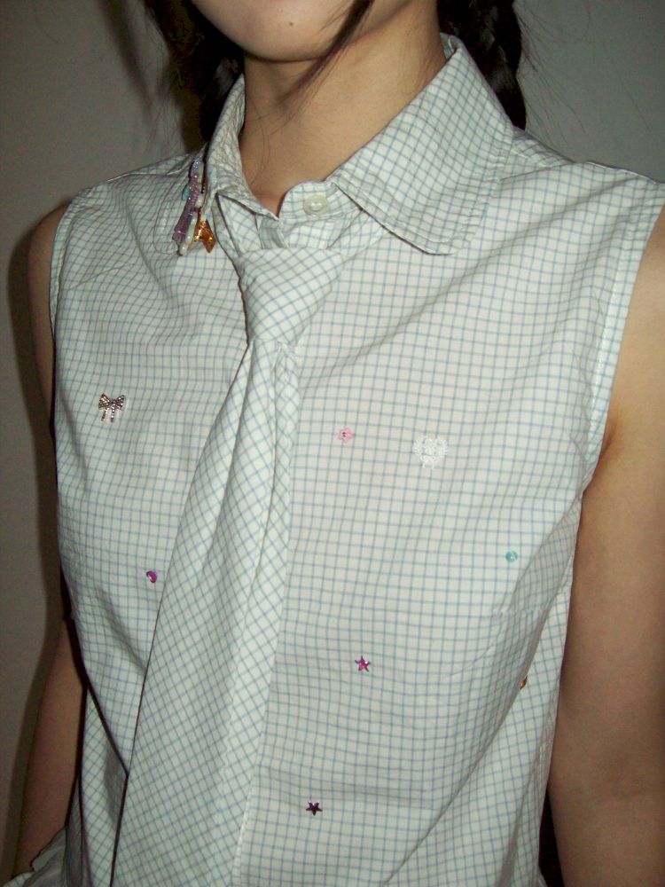 Removable tie sleeveless shirt【s0000012506】