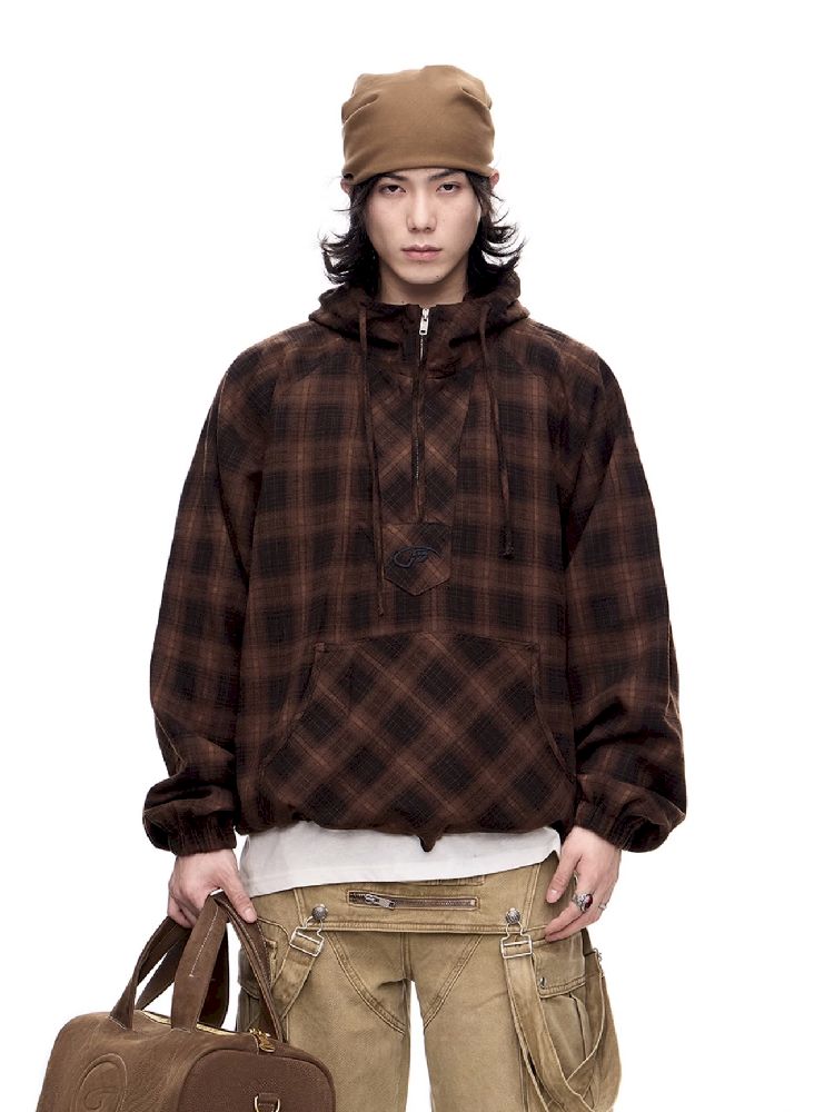 Drawstring Half Zip Hooded Sweatshirt【s0000011358】