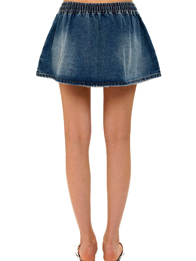 Elastic Waist Vintage Denim Skirt【s0000017430】
