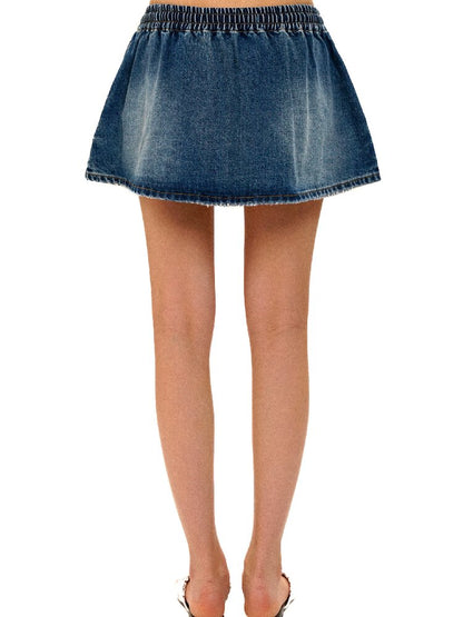 Elastic Waist Vintage Denim Skirt【s0000017430】