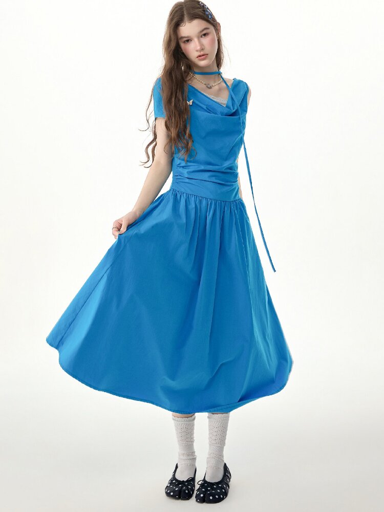 Retro Lazy Waist Cinching Long Dress【s0000017310】