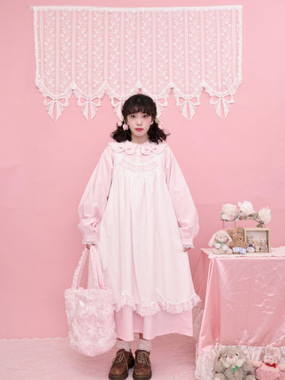 Lace petal hem smocked skirt tank dress【s0000013497】