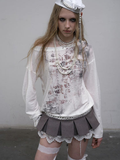 One-shoulder long-sleeved T-shirt【s0000012613】