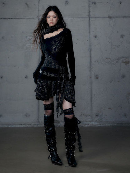 Stacked Neck One-Shoulder Dress【s0000013475】