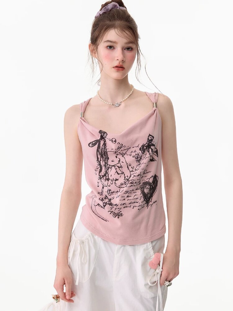Retro Bunny Print Swing Camisole【s0000017677】