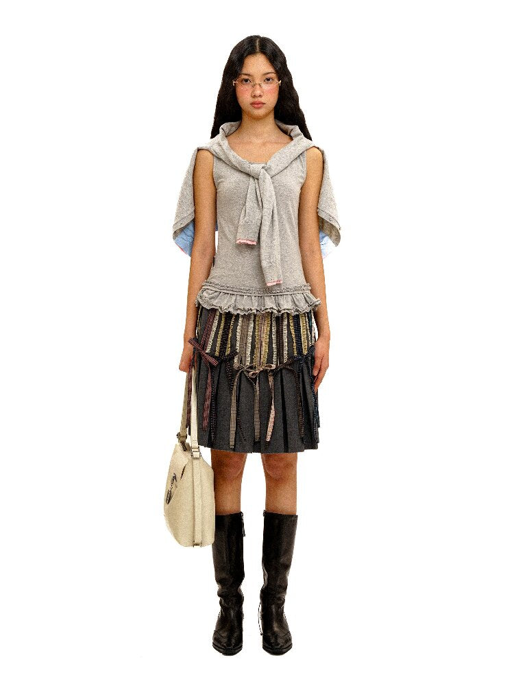 Fake Plaid Lace Pleated Skirt【s0000016088】