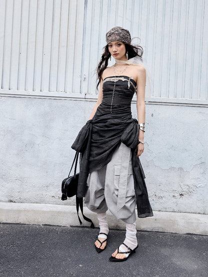 Romantic Lace-Up Bow Bandeau Top【s0000016866】