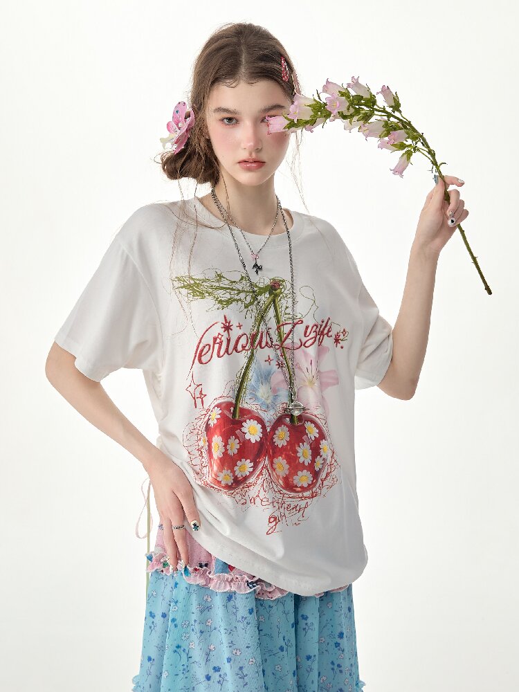 Daisy Cherry Vintage T Shirt【s0000017264】