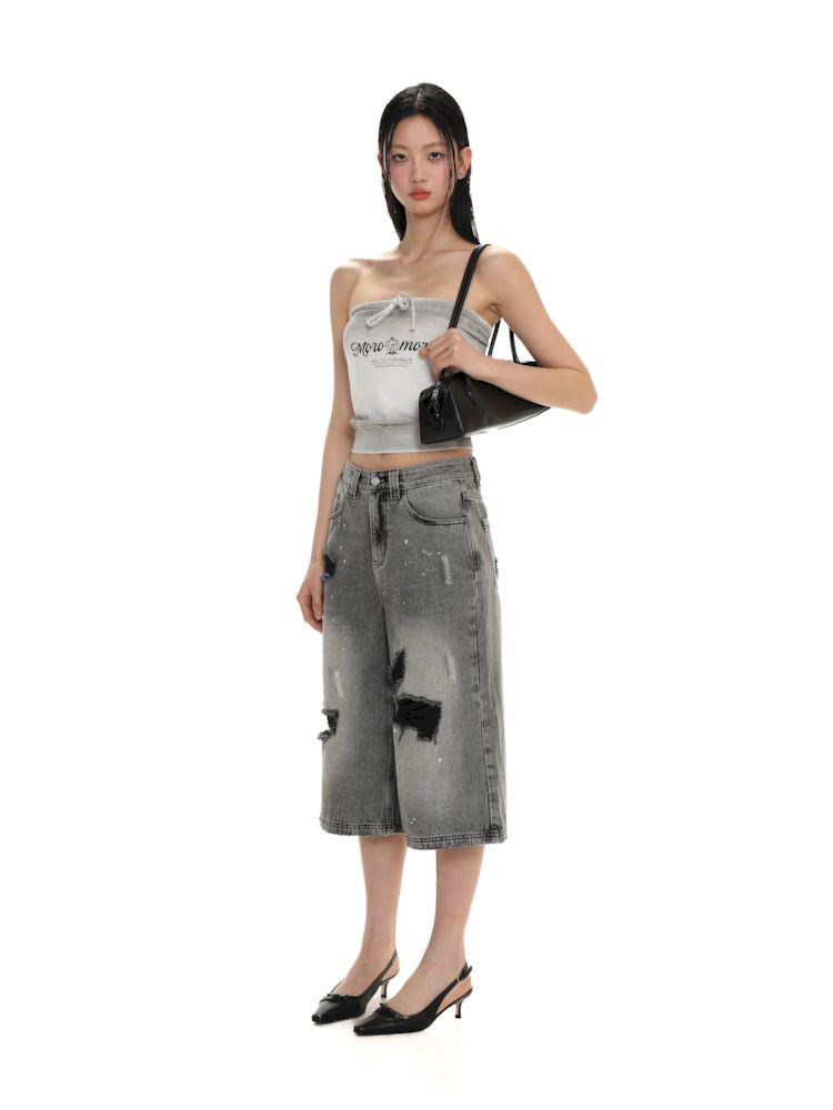 Drawstring Badge Printing Tie Bandage Tank Top【s0000008654】